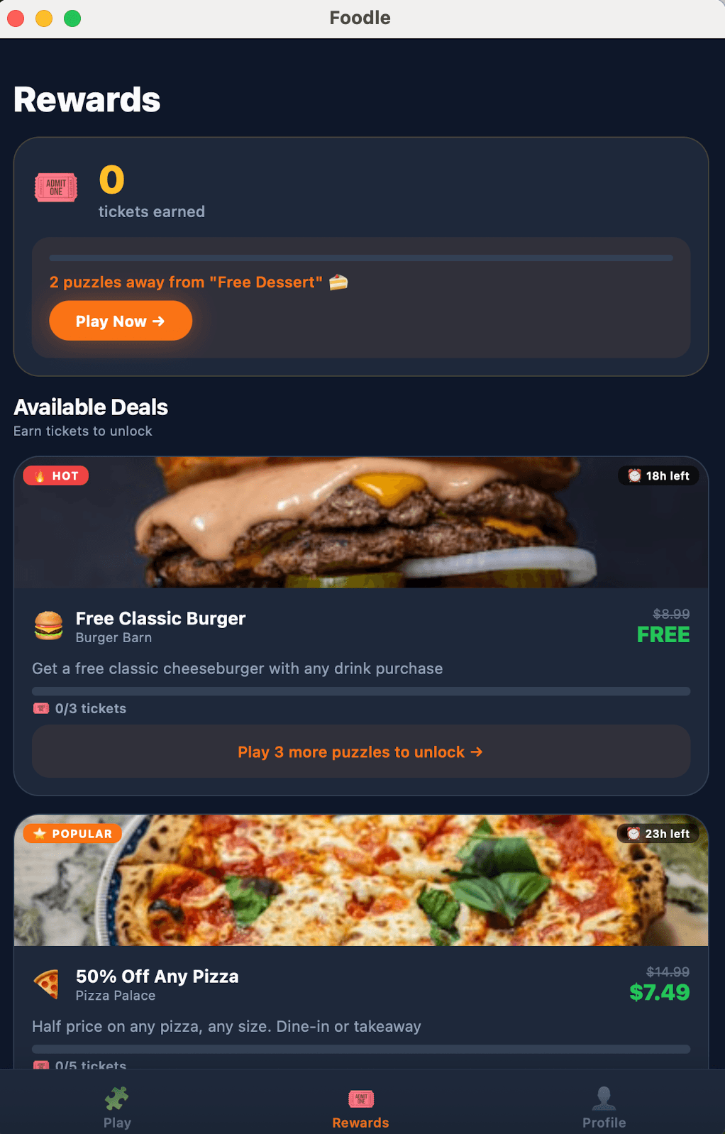 Foodle screen